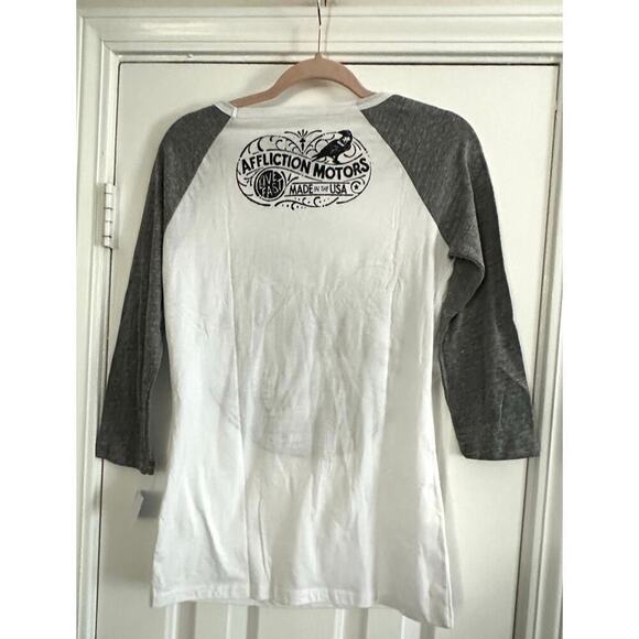 AFFLICTION Old Crow American Customs 3/4 Sleeve Tee Women’s Sz Medium Y2K - NWT - Picture 3 of 3